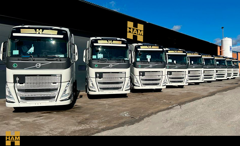 Grupo HAM y Transportes HAM siguen ampliando y renovando su flota de vehículos GNL con 60 nuevas tractoras de la marca Volvo