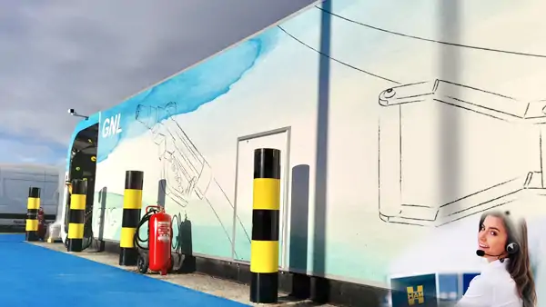 Estació de servei EDUX mòbil i transportable per proveir gas natural liquat i gas natural comprimit
