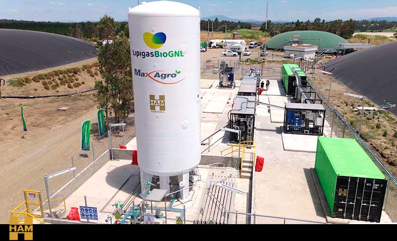 Modular liquefaction plant for biogas treatment and biomethane production by the HAM Group, in Ñuble, Chile