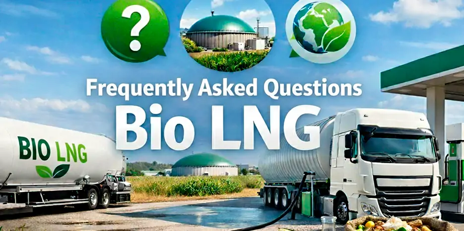 Frequently asked questions about Bio LNG. Differences between Bio LNG, biomethane, LNG, and CNG.