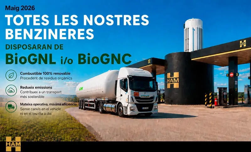 Les estacions de servei de Grup HAM permeten proveir BioGNL i BioGNC