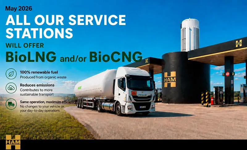 HAM Group refuelling stations allow refueling with BioLNG and BioCNG