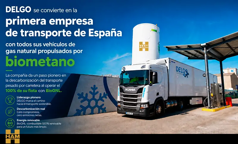 Delgo es la primera empresa española de transporte que usará solo BioGNL en toda su flota de camiones